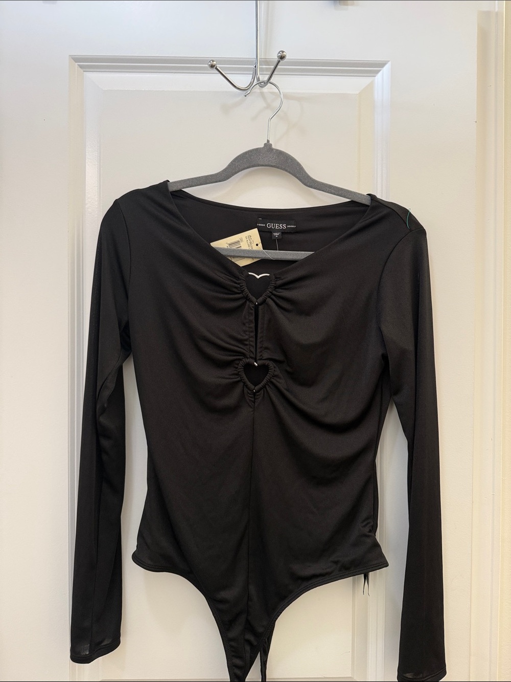 GUESS Black Long Sleeve Heart-Accent Bodysuit